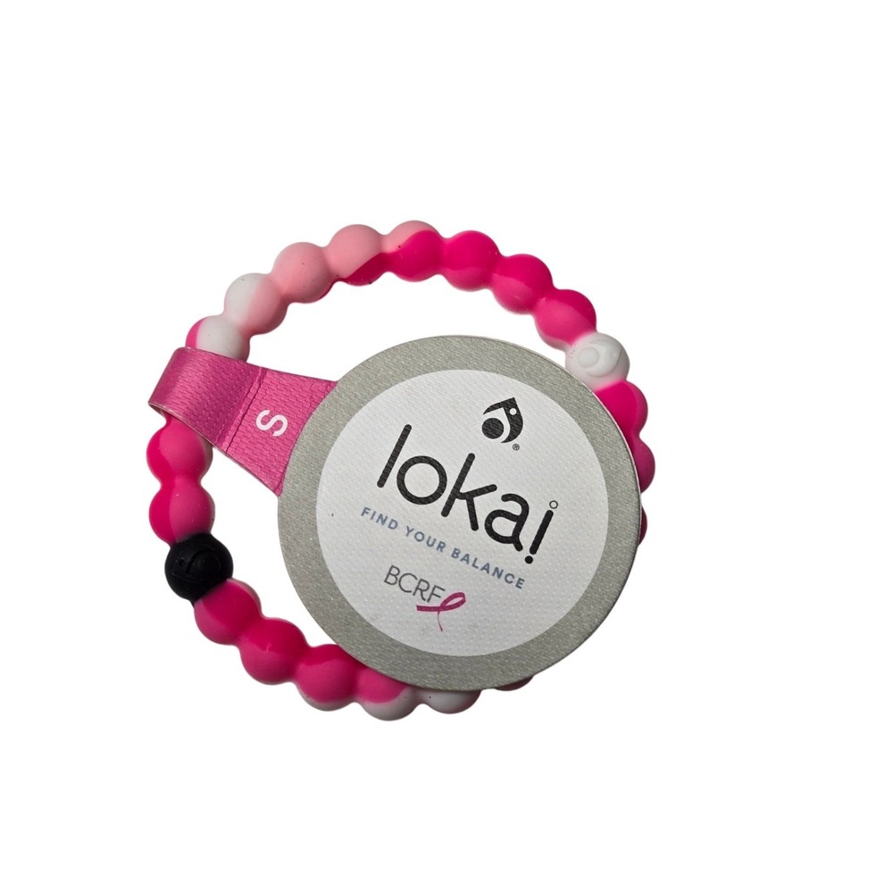 Lokai Women Bracelet Pink White BCRF Breast Cancer Awareness Silicone Small S